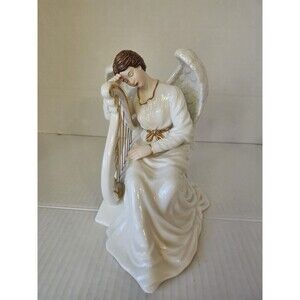 O’Well Porcelain Angel Resting On Harp Figurine Beautiful Angel Figurine